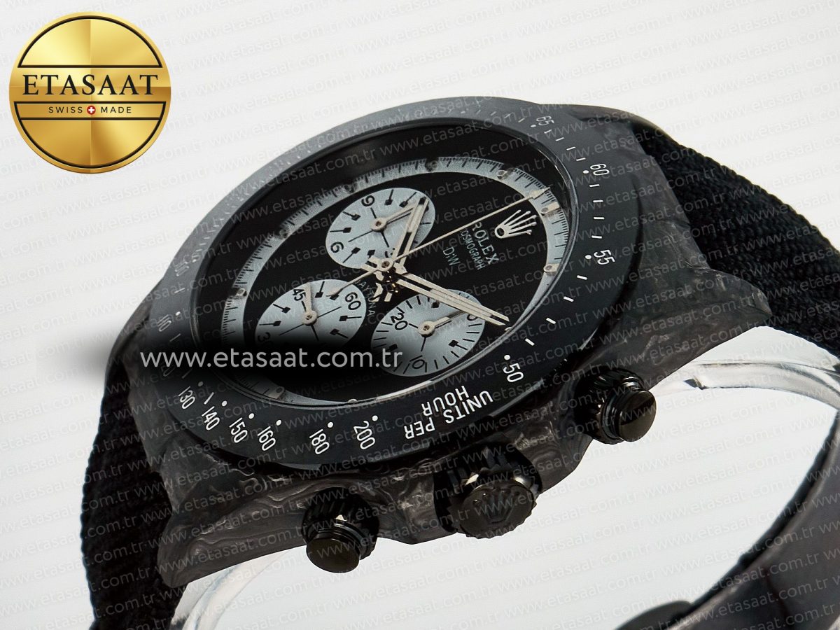Daytona DIW Black Carbon DIWF 1:1 Best Edition Black/White Dial on Black Nylon Strap SH4130 - Görsel 6