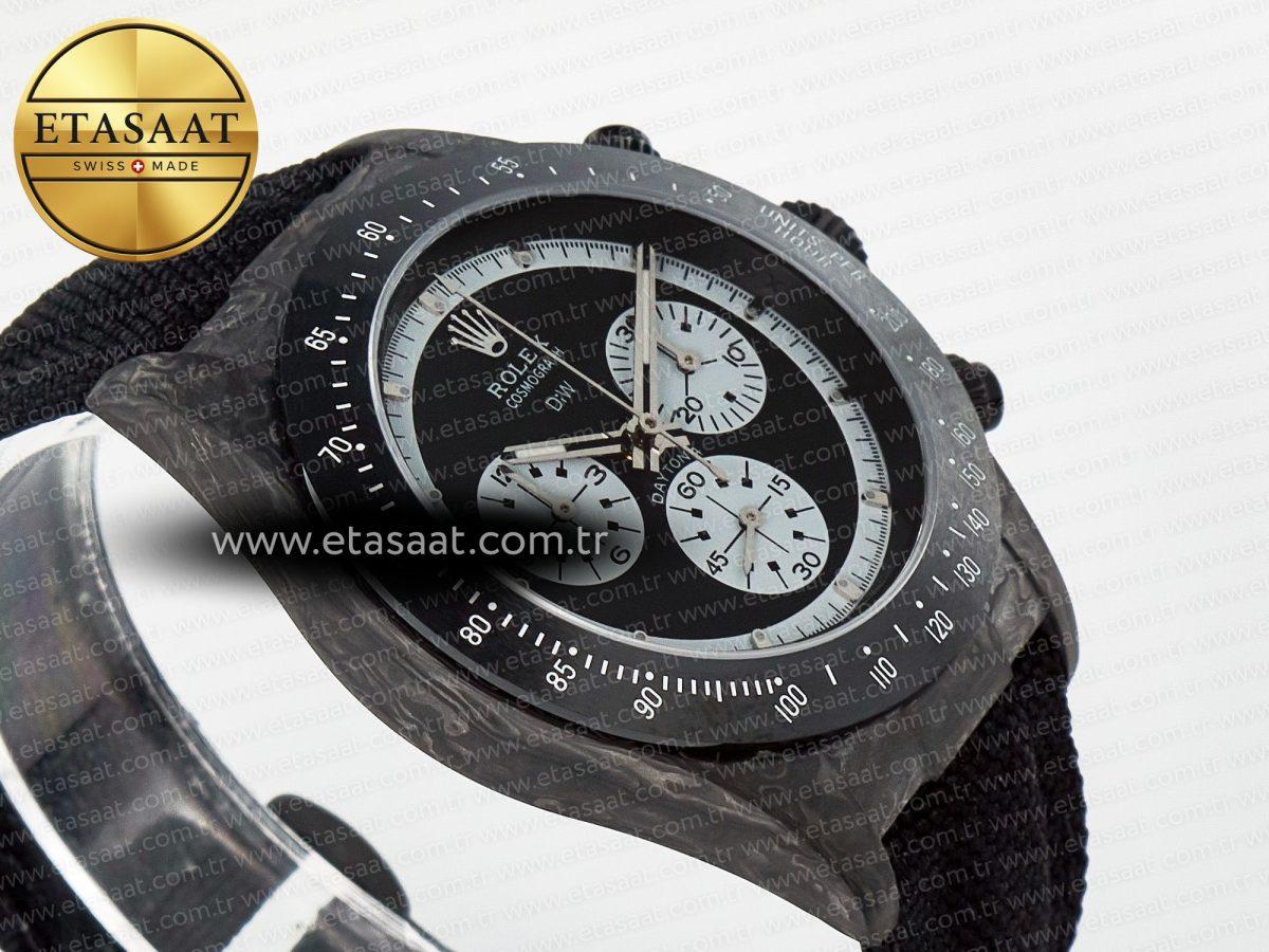 Daytona DIW Black Carbon DIWF 1:1 Best Edition Black/White Dial on Black Nylon Strap SH4130 - Görsel 7