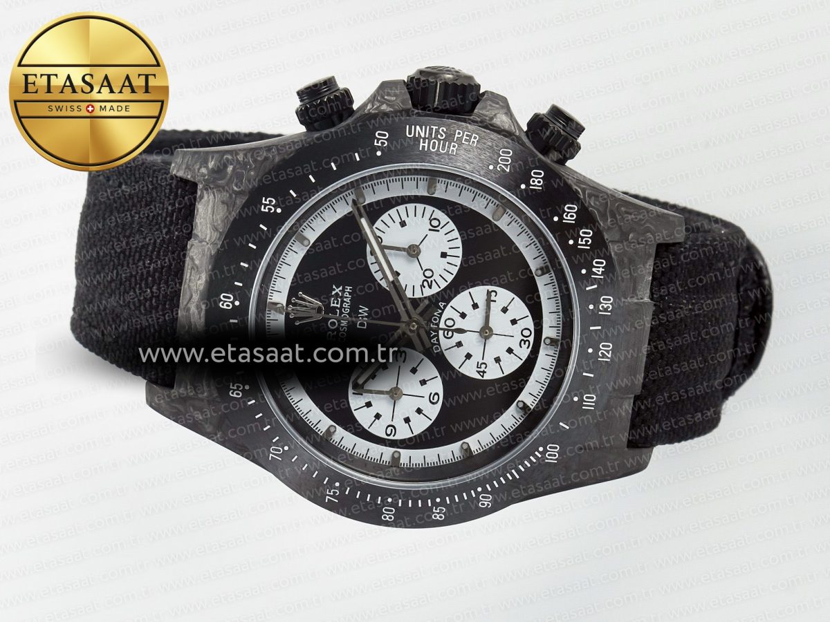 Daytona DIW Black Carbon DIWF 1:1 Best Edition Black/White Dial on Black Nylon Strap SH4130 - Görsel 9