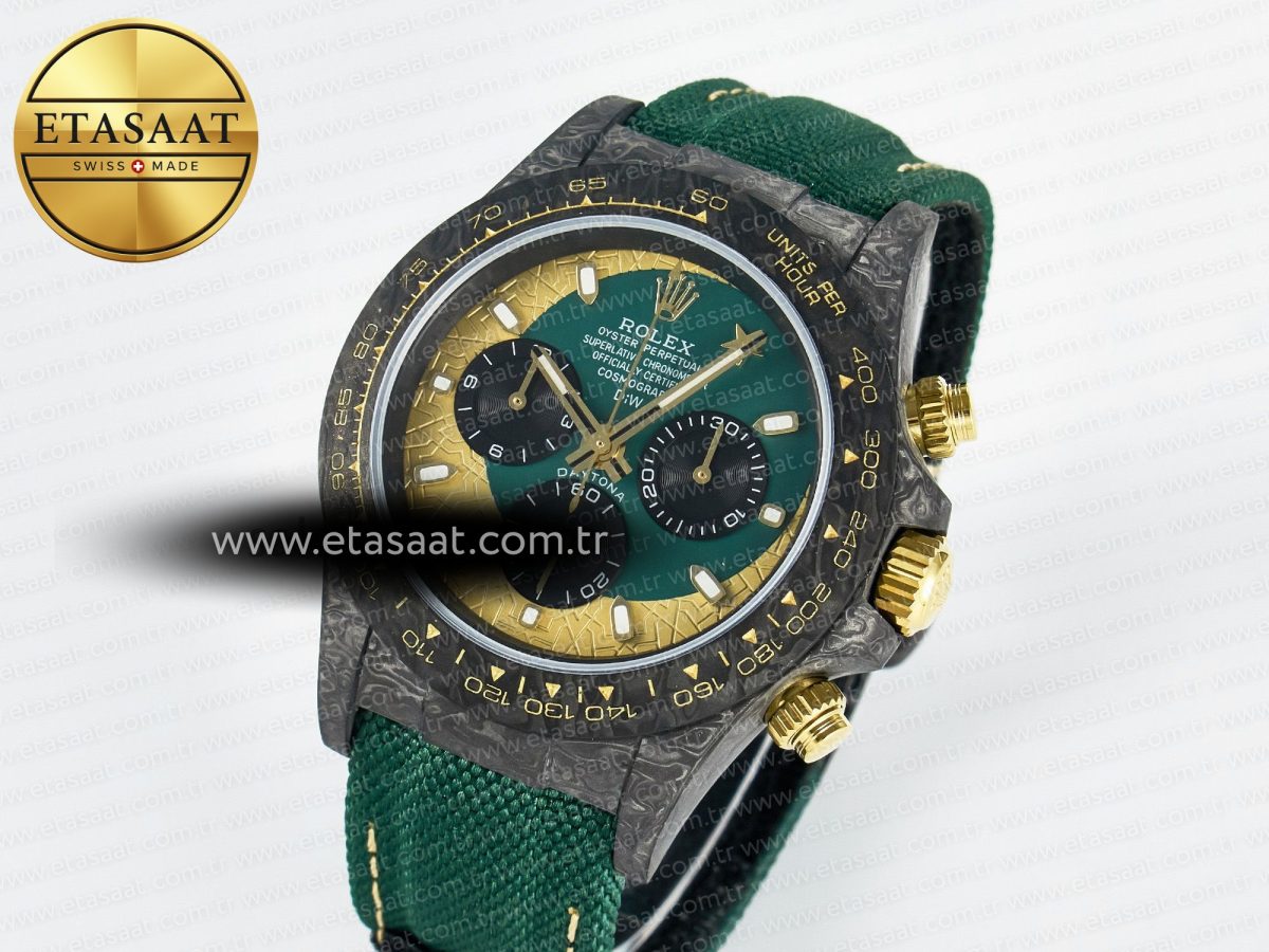 Daytona DIW Carbon Case and Bezel DIWF Edition Green/YG Dial on Green Nylon Strap A7750 - Görsel 1