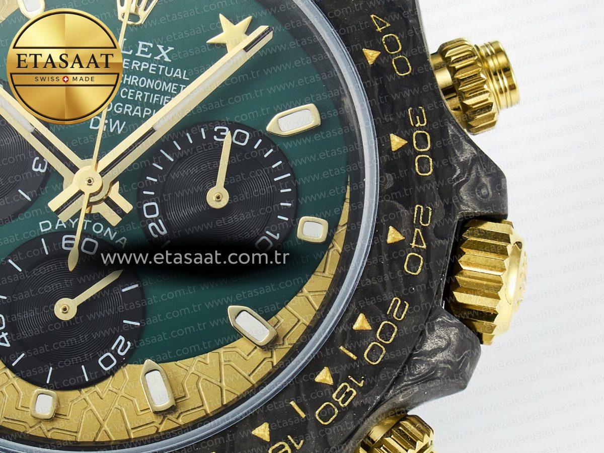 Daytona DIW Carbon Case and Bezel DIWF Edition Green/YG Dial on Green Nylon Strap A7750 - Görsel 12
