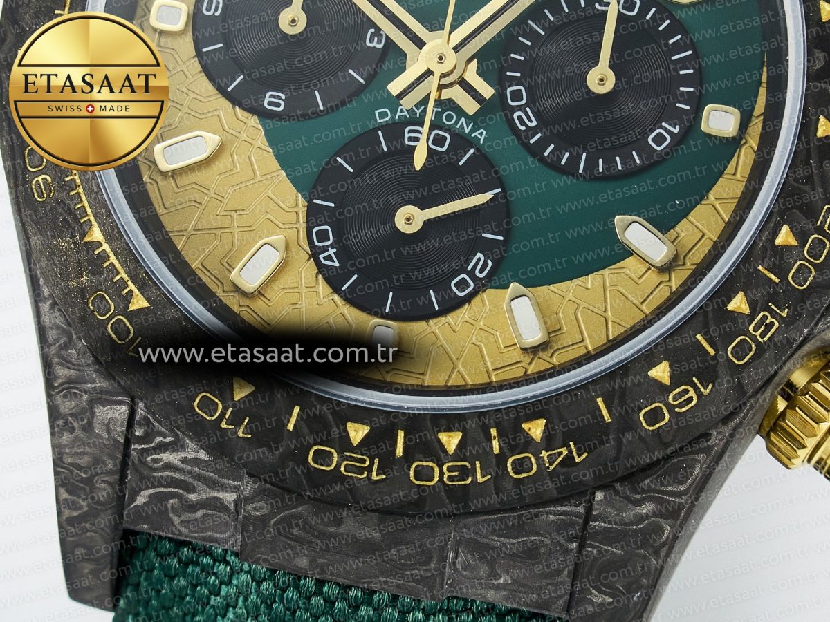 Daytona DIW Carbon Case and Bezel DIWF Edition Green/YG Dial on Green Nylon Strap A7750 - Görsel 13