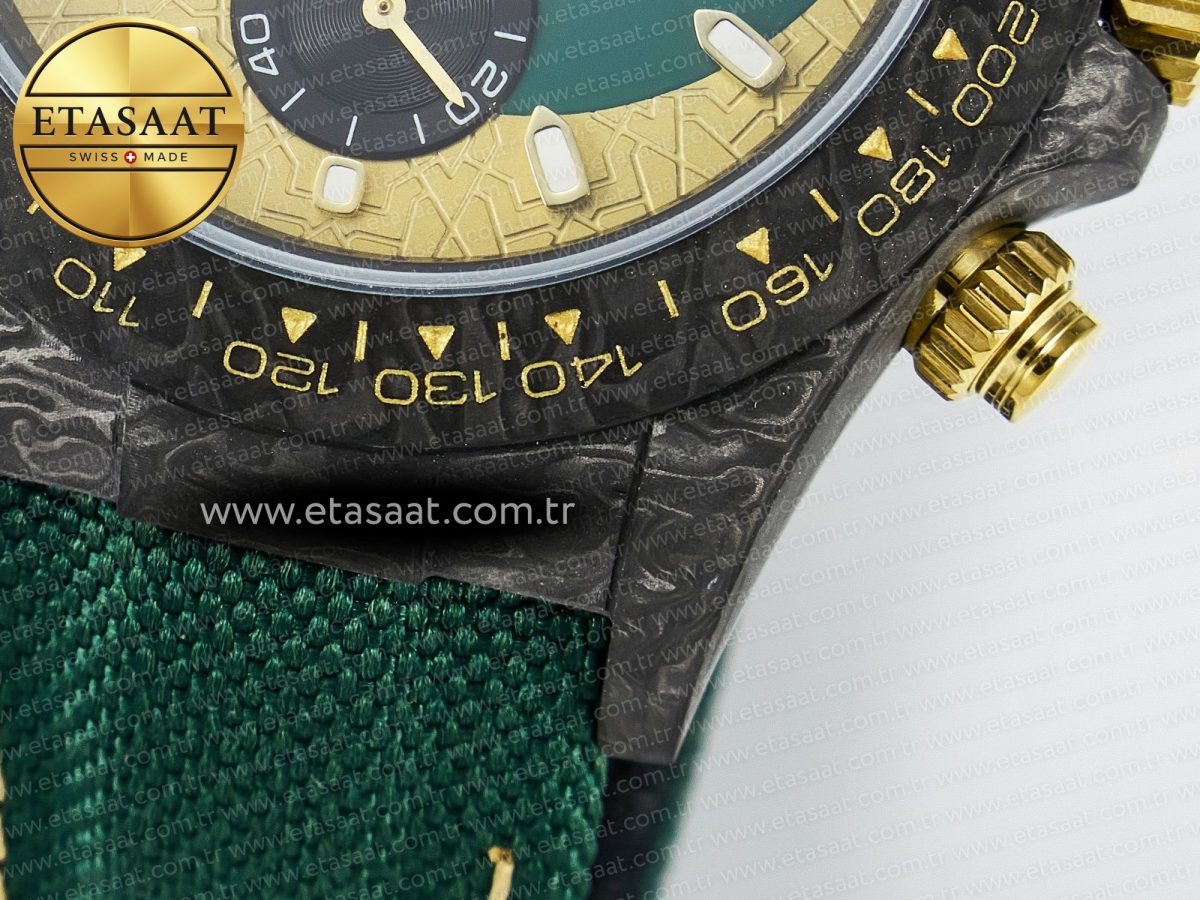 Daytona DIW Carbon Case and Bezel DIWF Edition Green/YG Dial on Green Nylon Strap A7750 - Görsel 14
