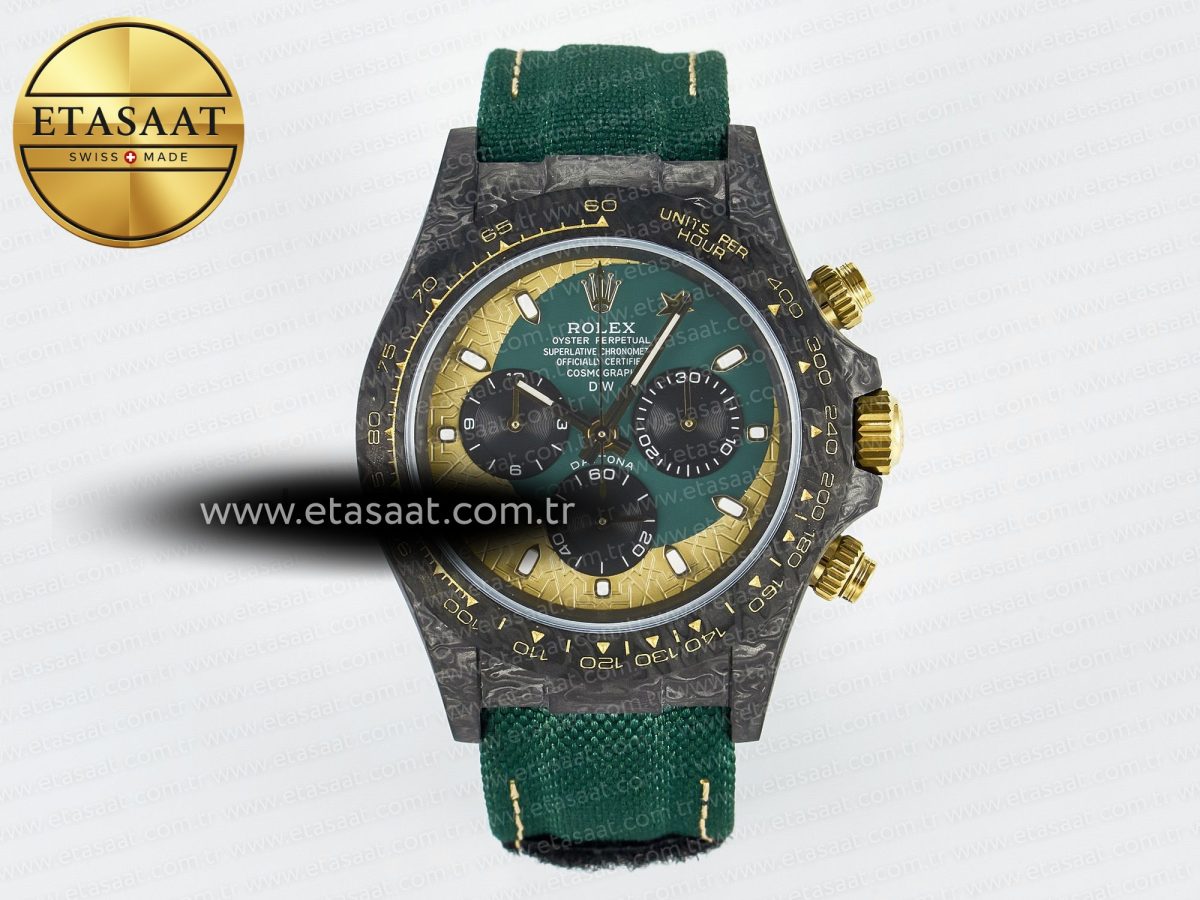 Daytona DIW Carbon Case and Bezel DIWF Edition Green/YG Dial on Green Nylon Strap A7750 - Görsel 3