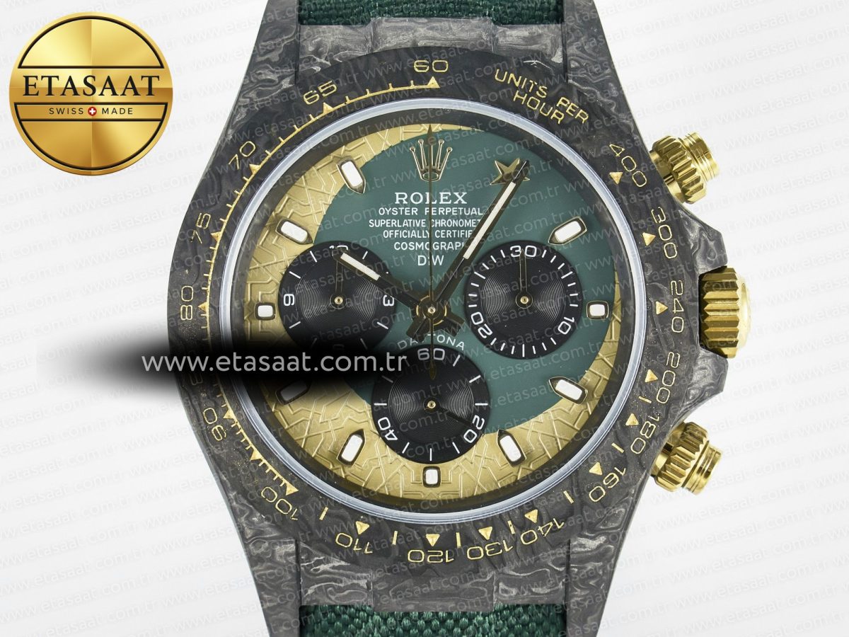 Daytona DIW Carbon Case and Bezel DIWF Edition Green/YG Dial on Green Nylon Strap A7750 - Görsel 4