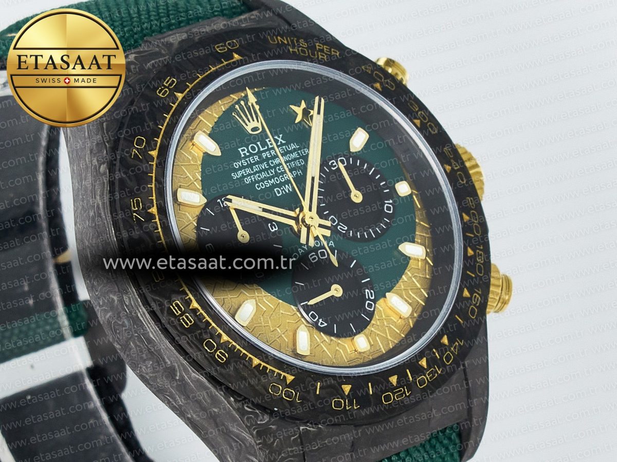 Daytona DIW Carbon Case and Bezel DIWF Edition Green/YG Dial on Green Nylon Strap A7750 - Görsel 5
