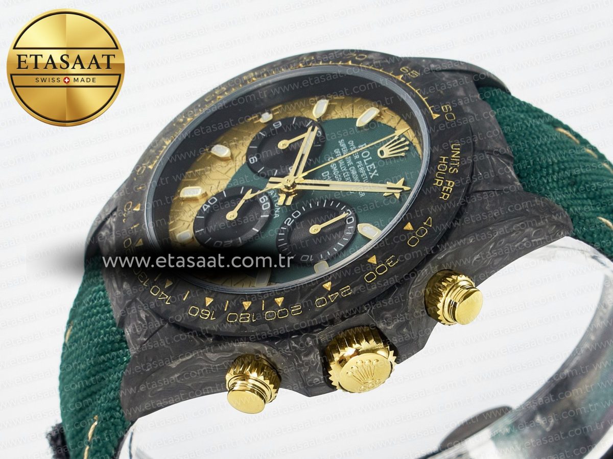 Daytona DIW Carbon Case and Bezel DIWF Edition Green/YG Dial on Green Nylon Strap A7750 - Görsel 6