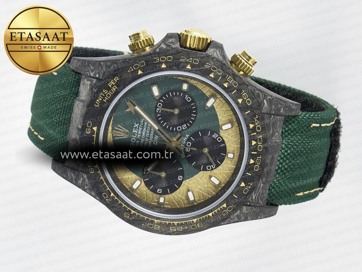 Daytona DIW Carbon Case and Bezel DIWF Edition Green/YG Dial on Green Nylon Strap A7750 - Görsel 9