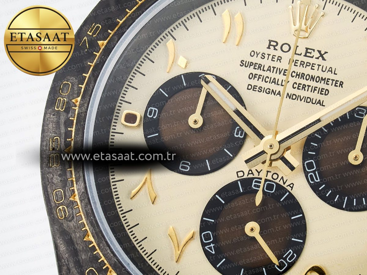 Daytona DIW Carbon Case and Bezel DIWF Edition Yellow Arabic Dial on Brown Nylon Strap A7750 - Görsel 10
