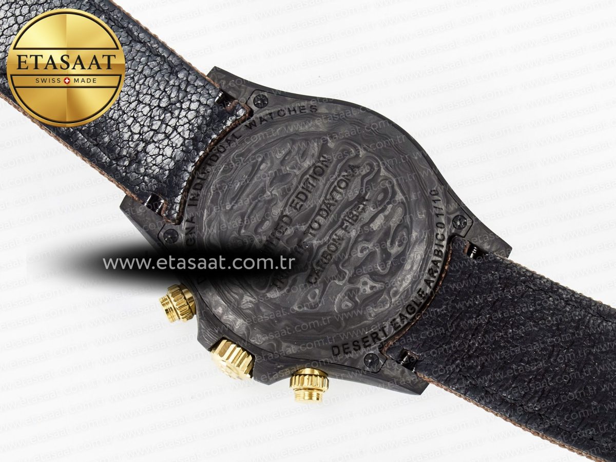 Daytona DIW Carbon Case and Bezel DIWF Edition Yellow Arabic Dial on Brown Nylon Strap A7750 - Görsel 18