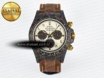 Daytona DIW Carbon Case and Bezel DIWF Edition Yellow Arabic Dial on Brown Nylon Strap A7750 - Görsel 3