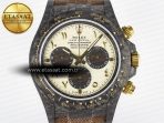 Daytona DIW Carbon Case and Bezel DIWF Edition Yellow Arabic Dial on Brown Nylon Strap A7750 - Görsel 4