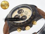 Daytona DIW Carbon Case and Bezel DIWF Edition Yellow Arabic Dial on Brown Nylon Strap A7750 - Görsel 6