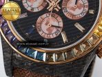 Daytona DIW Carbon Case DIWF Edition Black Dial Rainbow Diamonds Bezel on Brown Nylon Strap A7750 - Görsel 13