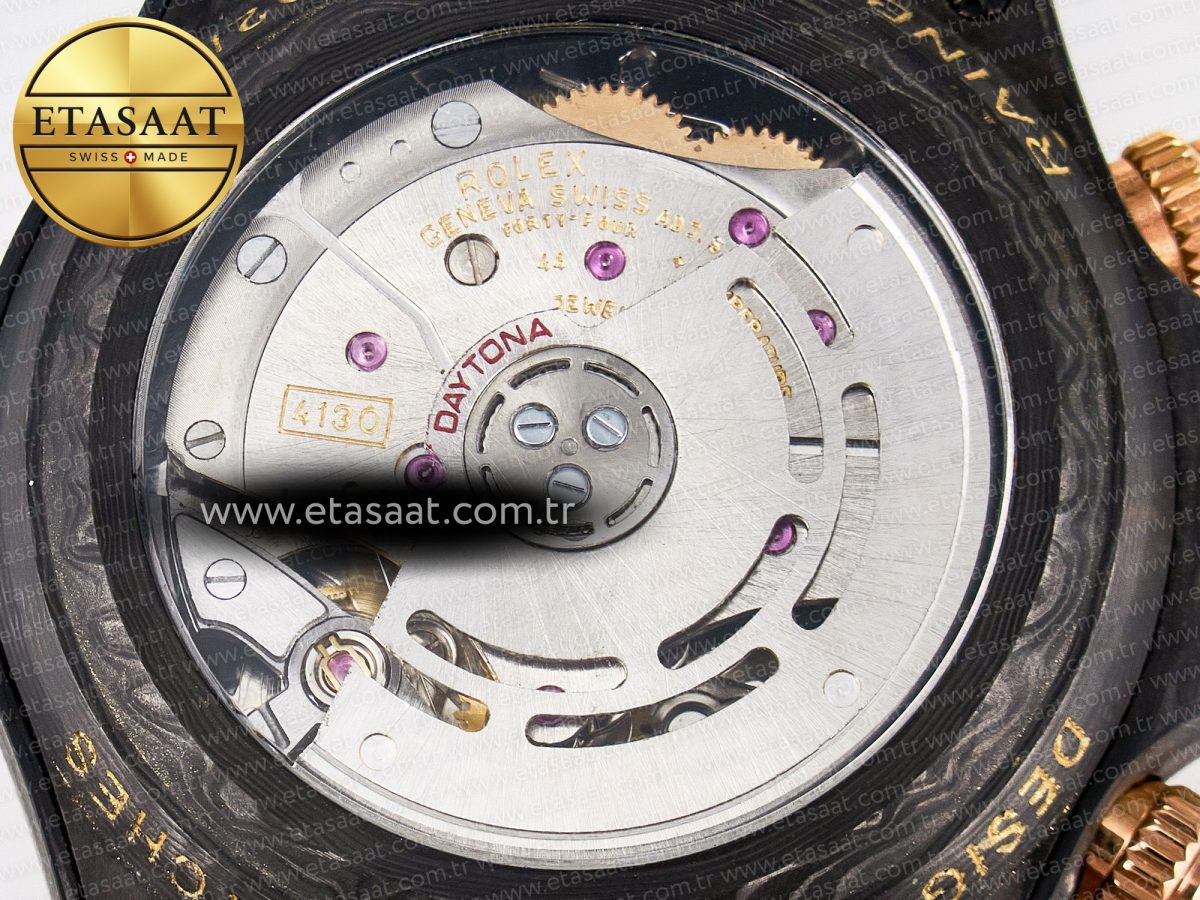 Daytona DIW Carbon Case DIWF Edition Black Dial Rainbow Diamonds Bezel on Brown Nylon Strap A7750 - Görsel 19