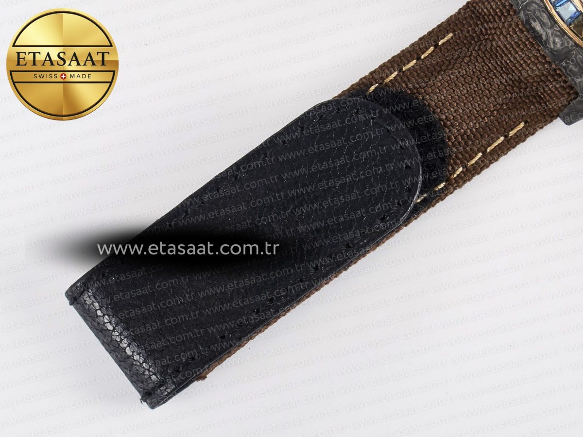Daytona DIW Carbon Case DIWF Edition Black Dial Rainbow Diamonds Bezel on Brown Nylon Strap A7750 - Görsel 23