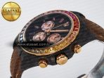 Daytona DIW Carbon Case DIWF Edition Black Dial Rainbow Diamonds Bezel on Brown Nylon Strap A7750 - Görsel 6