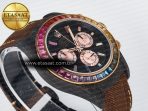 Daytona DIW Carbon Case DIWF Edition Black Dial Rainbow Diamonds Bezel on Brown Nylon Strap A7750 - Görsel 7