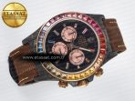 Daytona DIW Carbon Case DIWF Edition Black Dial Rainbow Diamonds Bezel on Brown Nylon Strap A7750 - Görsel 8