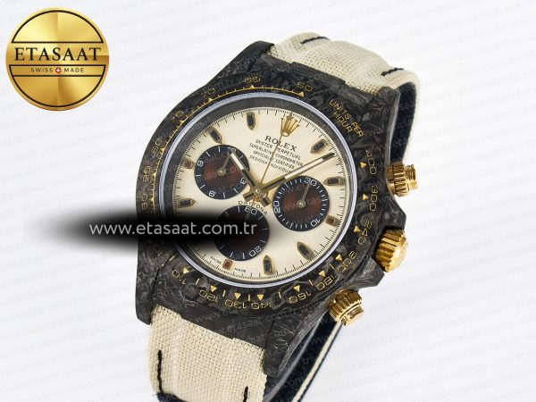 Daytona DIW Carbon Case DIWF Edition Cream/Brown Dial on White Nylon Strap A7750