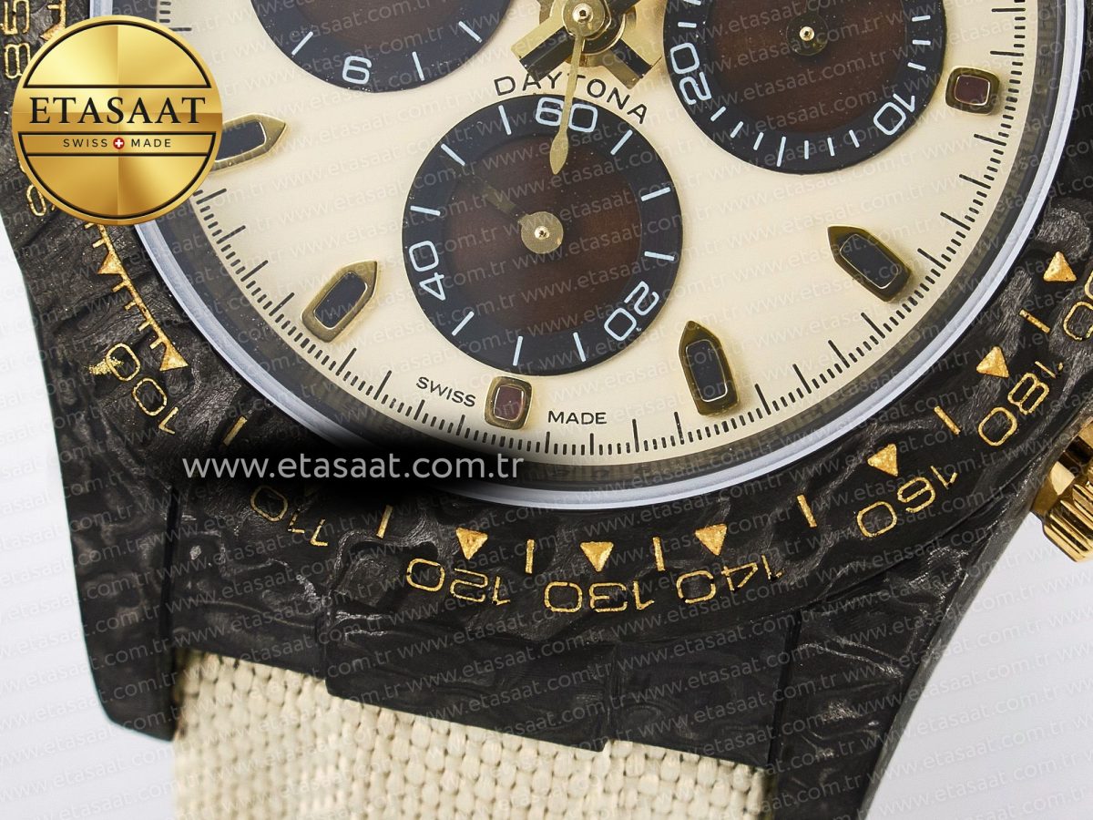 Daytona DIW Carbon Case DIWF Edition Cream/Brown Dial on White Nylon Strap A7750 - Görsel 13