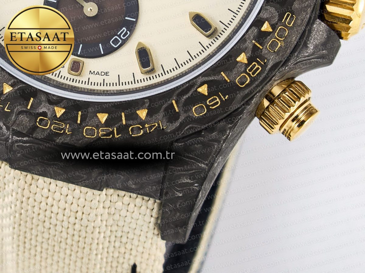 Daytona DIW Carbon Case DIWF Edition Cream/Brown Dial on White Nylon Strap A7750 - Görsel 14