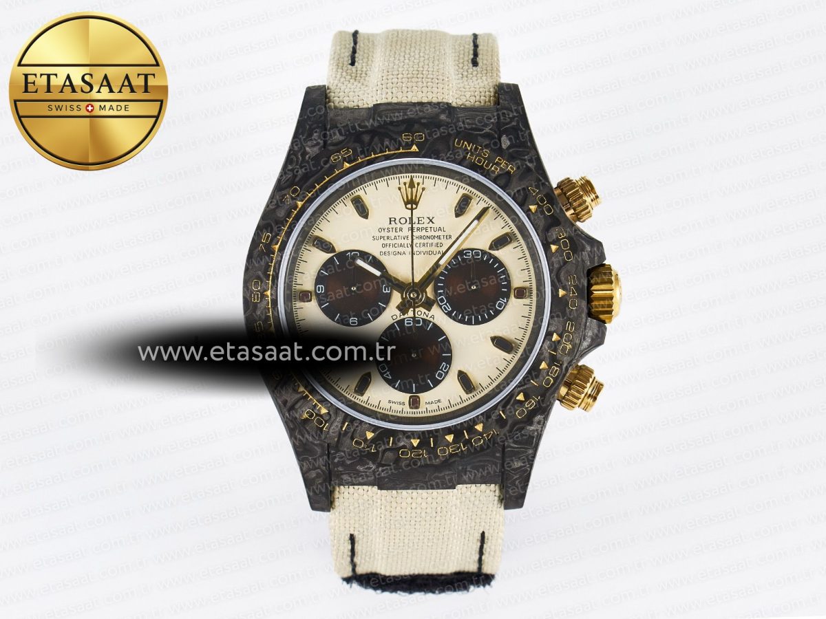 Daytona DIW Carbon Case DIWF Edition Cream/Brown Dial on White Nylon Strap A7750 - Görsel 3