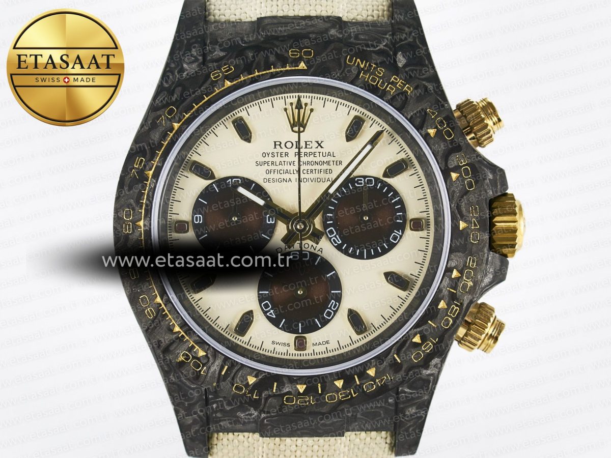 Daytona DIW Carbon Case DIWF Edition Cream/Brown Dial on White Nylon Strap A7750 - Görsel 4
