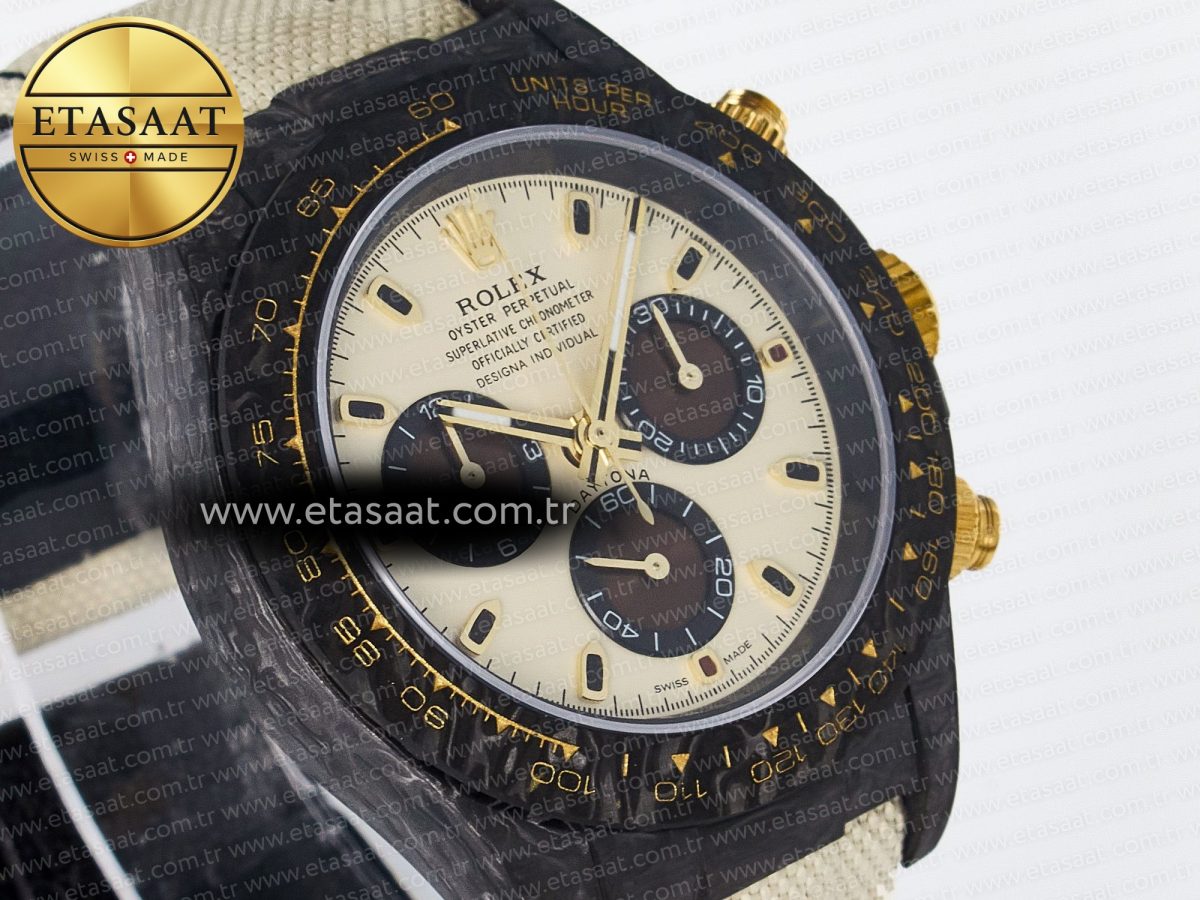 Daytona DIW Carbon Case DIWF Edition Cream/Brown Dial on White Nylon Strap A7750 - Görsel 5