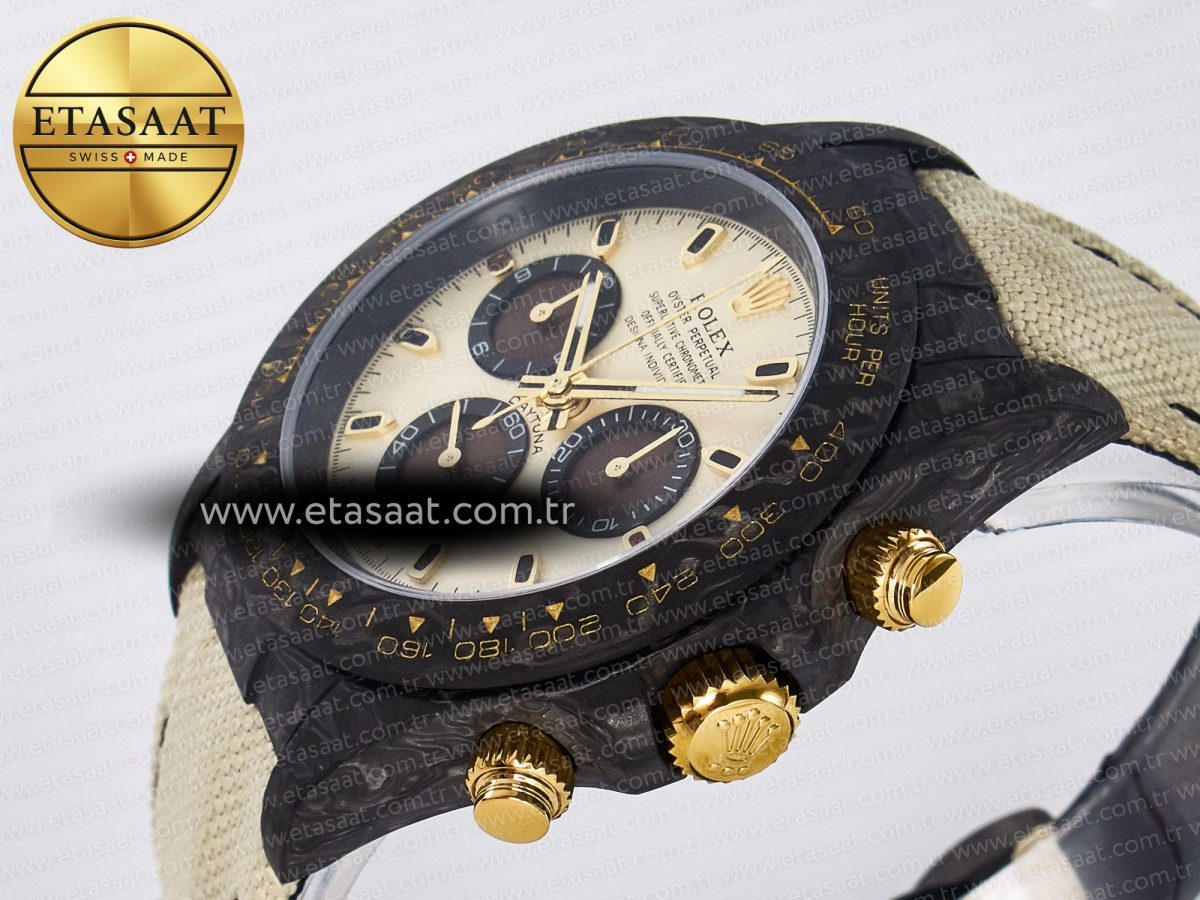 Daytona DIW Carbon Case DIWF Edition Cream/Brown Dial on White Nylon Strap A7750 - Görsel 6