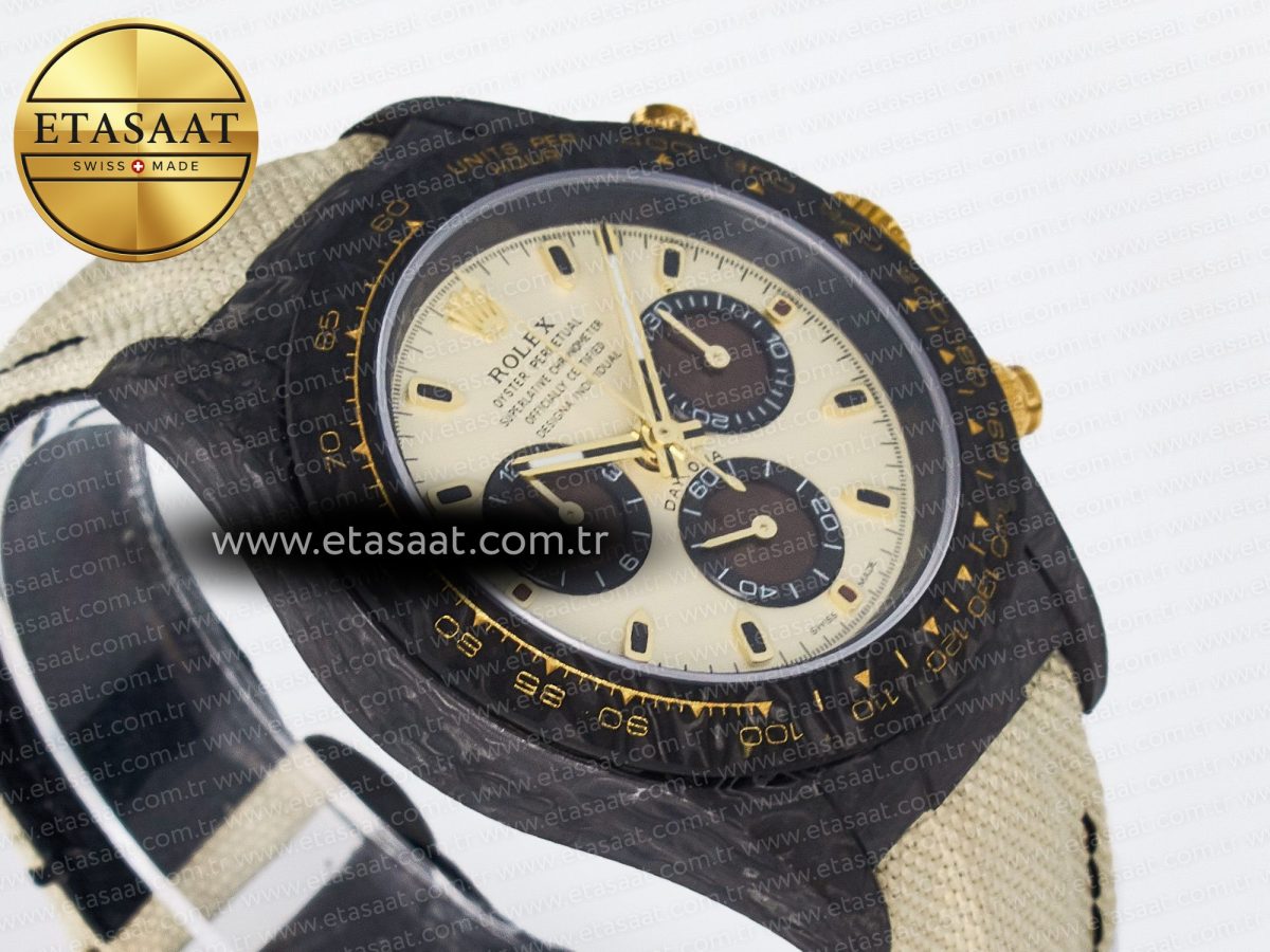 Daytona DIW Carbon Case DIWF Edition Cream/Brown Dial on White Nylon Strap A7750 - Görsel 7