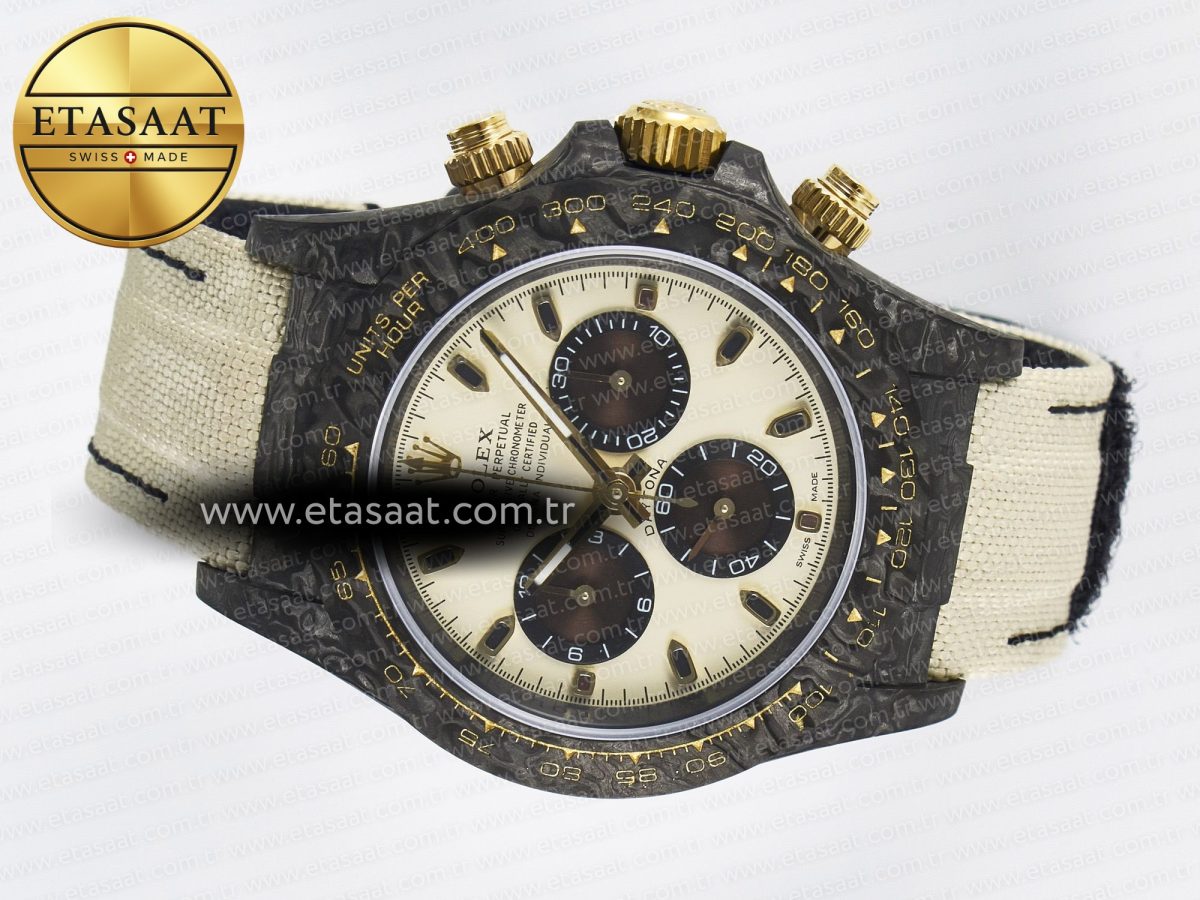 Daytona DIW Carbon Case DIWF Edition Cream/Brown Dial on White Nylon Strap A7750 - Görsel 9