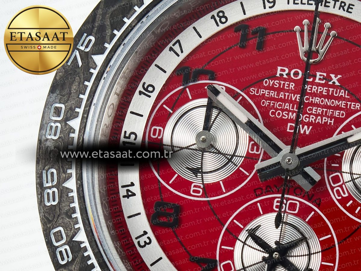 Daytona DIW Carbon DIWF 1:1 Best Edition Red Dial on Gray Nylon Strap SH7750 - Görsel 10