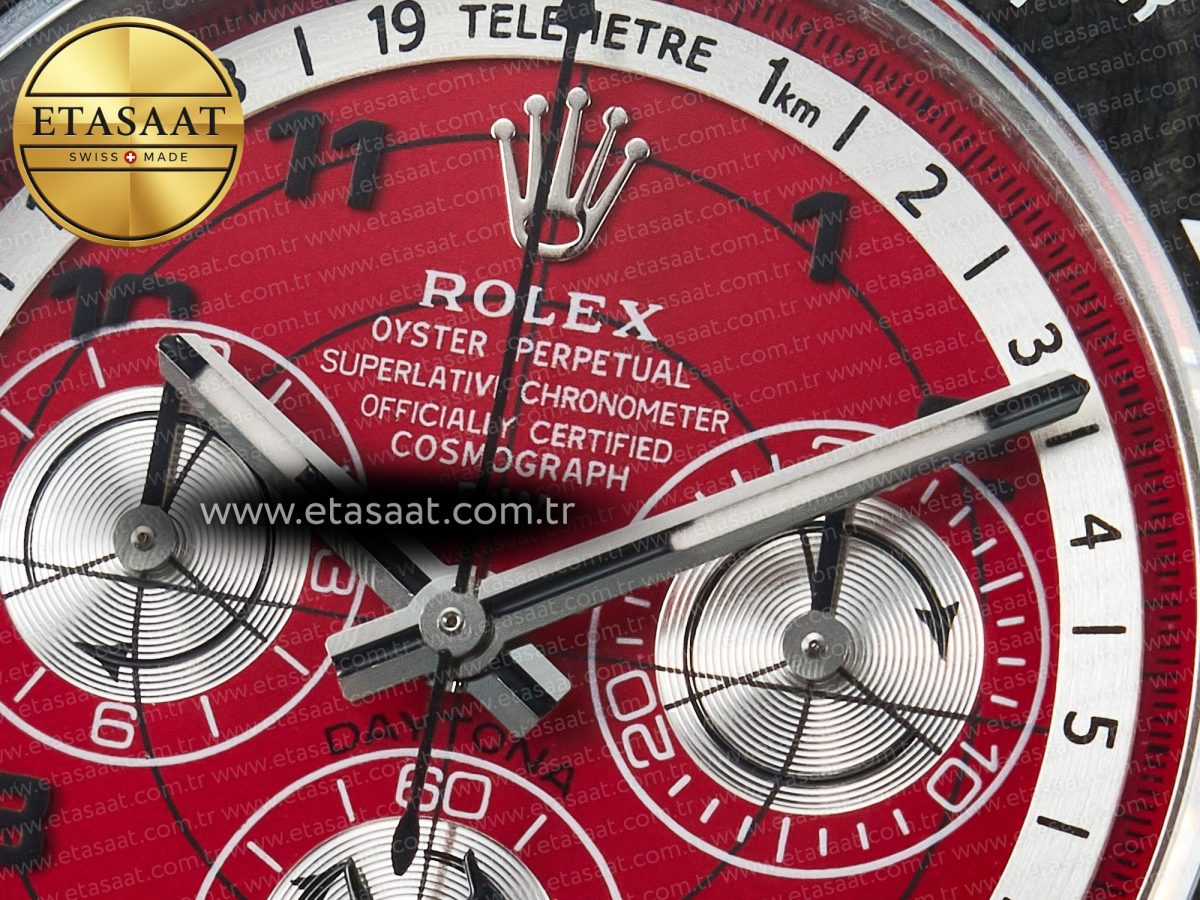 Daytona DIW Carbon DIWF 1:1 Best Edition Red Dial on Gray Nylon Strap SH7750 - Görsel 11