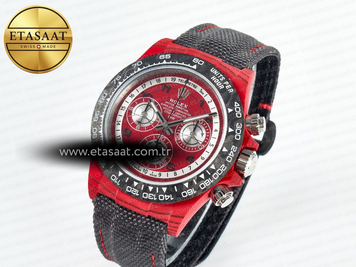 Daytona DIW Carbon DIWF 1:1 Best Edition Red Dial on Gray Nylon Strap SH7750 - Görsel 2
