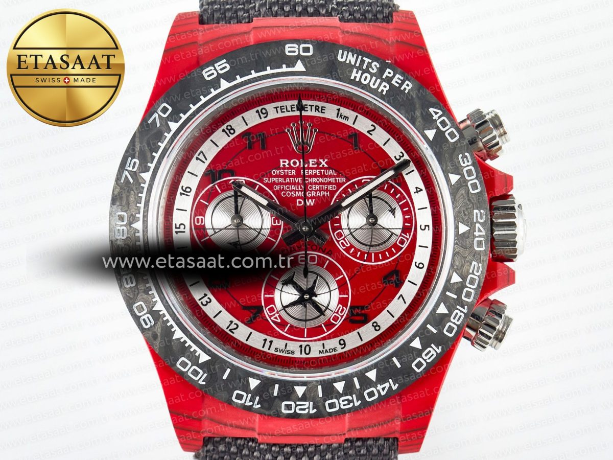 Daytona DIW Carbon DIWF 1:1 Best Edition Red Dial on Gray Nylon Strap SH7750 - Görsel 4