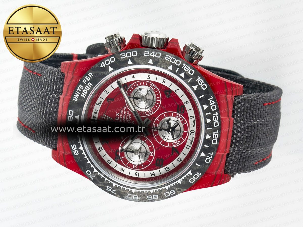 Daytona DIW Carbon DIWF 1:1 Best Edition Red Dial on Gray Nylon Strap SH7750 - Görsel 9