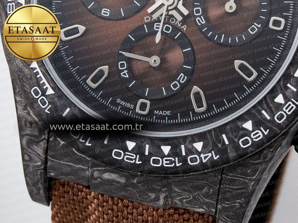 Daytona DIW Carbon/SS Case and Bezel DIWF Edition Brown Dial on Brown Nylon Strap A7750 - Görsel 13
