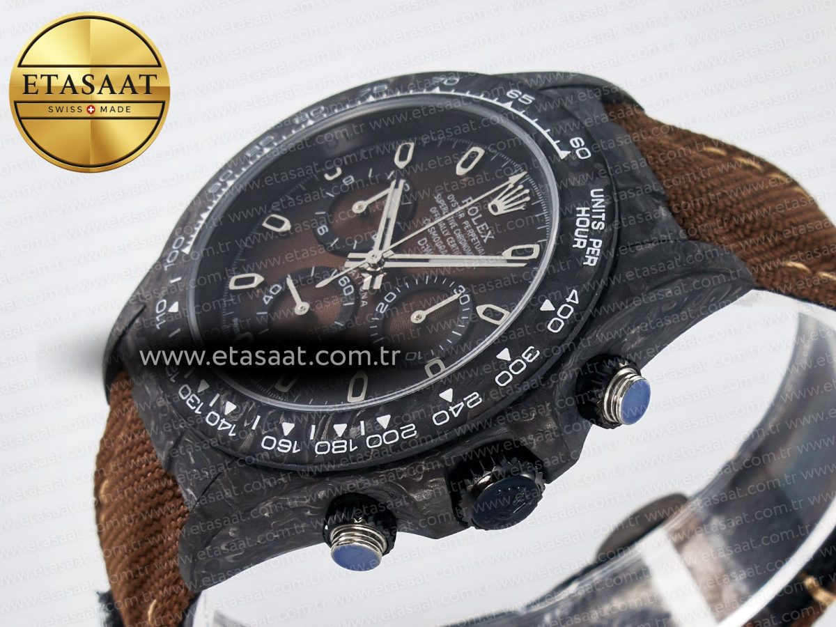 Daytona DIW Carbon/SS Case and Bezel DIWF Edition Brown Dial on Brown Nylon Strap A7750 - Görsel 6