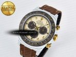 Daytona DIW “DESERT EAGLE” White Carbon DIWF 1:1 Best Edition Cream/Brown Dial on Brown Nylon Strap SH4130