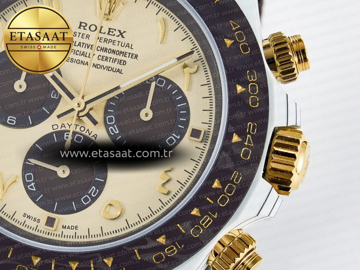 Daytona DIW “DESERT EAGLE” White Carbon DIWF 1:1 Best Edition Cream/Brown Dial on Brown Nylon Strap SH4130 - Görsel 12