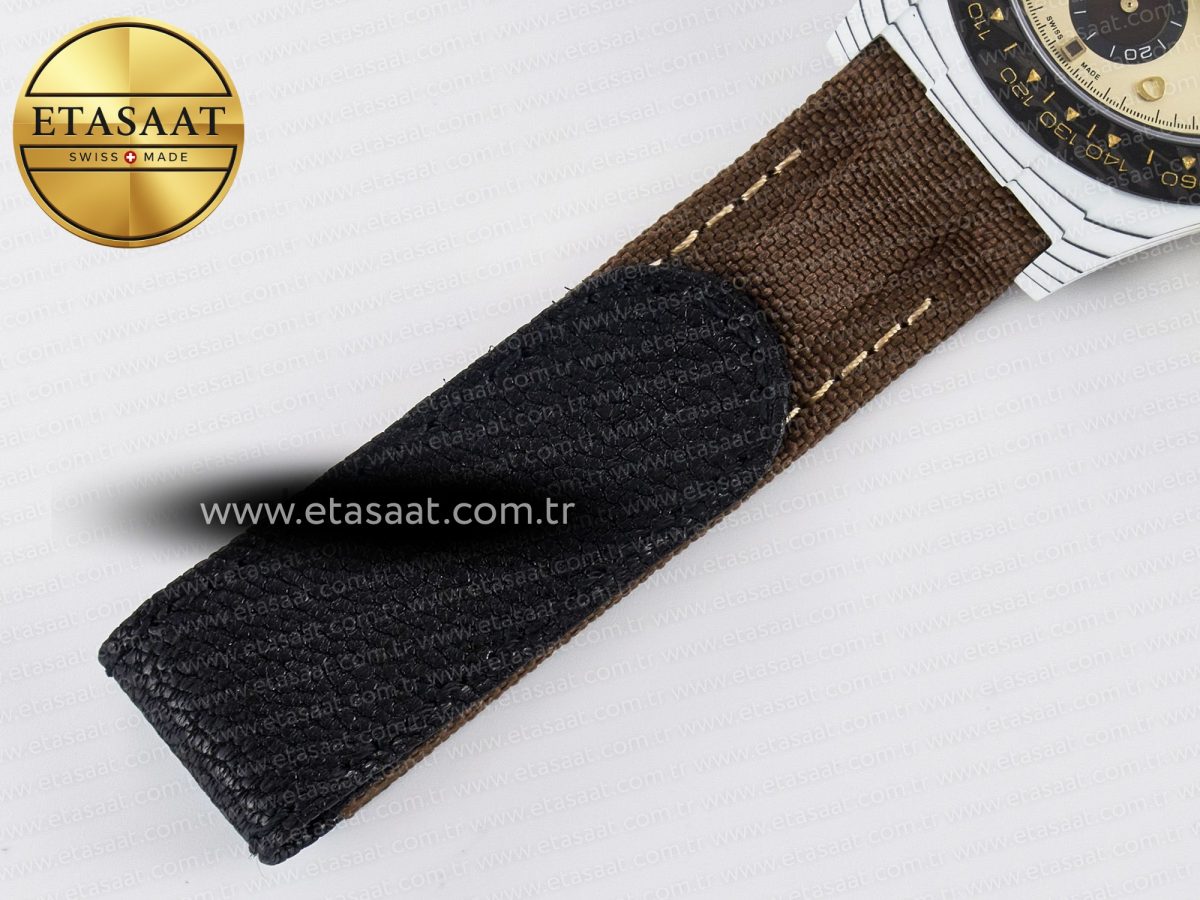Daytona DIW “DESERT EAGLE” White Carbon DIWF 1:1 Best Edition Cream/Brown Dial on Brown Nylon Strap SH4130 - Görsel 23