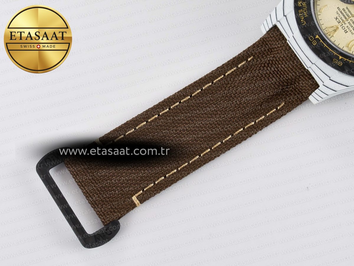 Daytona DIW “DESERT EAGLE” White Carbon DIWF 1:1 Best Edition Cream/Brown Dial on Brown Nylon Strap SH4130 - Görsel 24