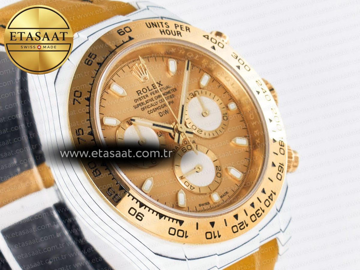 Daytona DIW White Carbon Case YG Bezel DIWF Edition YG Dial on Brown Leather Strap A7750 - Görsel 5