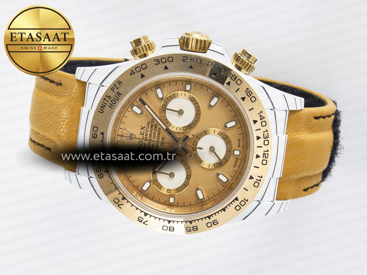 Daytona DIW White Carbon Case YG Bezel DIWF Edition YG Dial on Brown Leather Strap A7750 - Görsel 9
