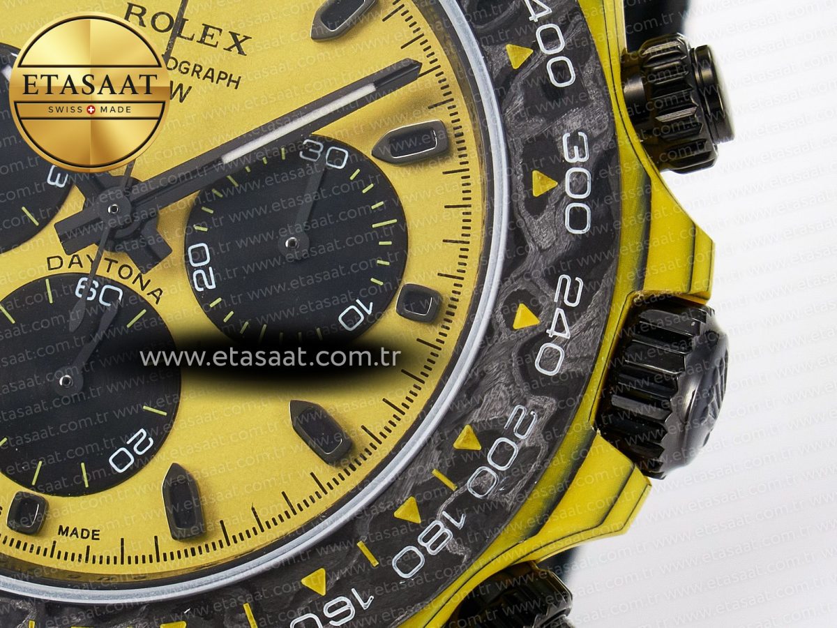 Daytona DIW Yellow Carbon Case DIWF Edition Black/White Dial on Black Nylon Strap A7750 - Görsel 12