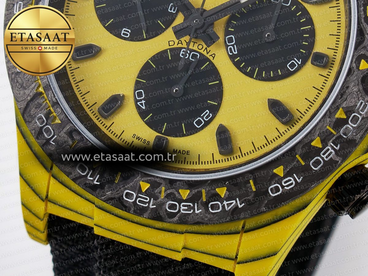 Daytona DIW Yellow Carbon Case DIWF Edition Black/White Dial on Black Nylon Strap A7750 - Görsel 13