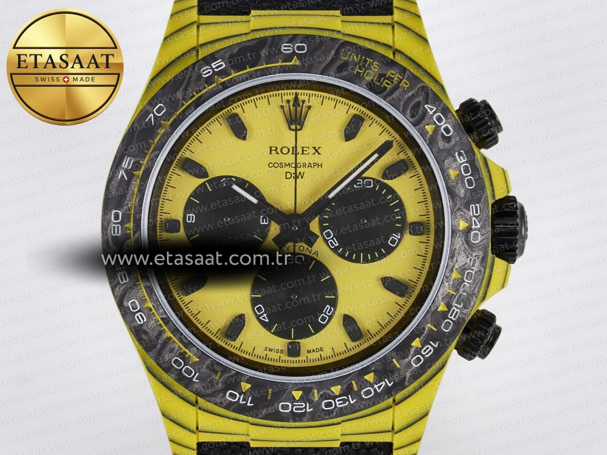 Daytona DIW Yellow Carbon Case DIWF Edition Black/White Dial on Black Nylon Strap A7750 - Görsel 4