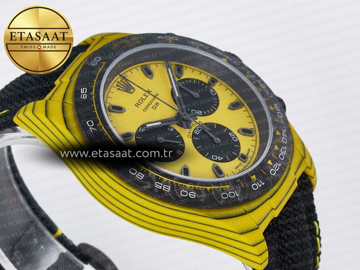 Daytona DIW Yellow Carbon Case DIWF Edition Black/White Dial on Black Nylon Strap A7750 - Görsel 8
