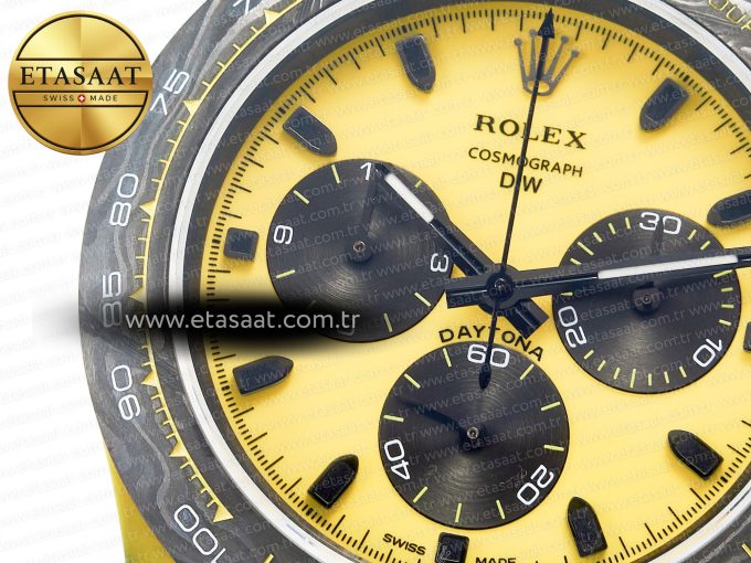 Daytona DIW Yellow Carbon N6F 1:1 Best Edition Yellow/Black Dial on Black Nylon Strap SA4130 V2 - Görsel 10